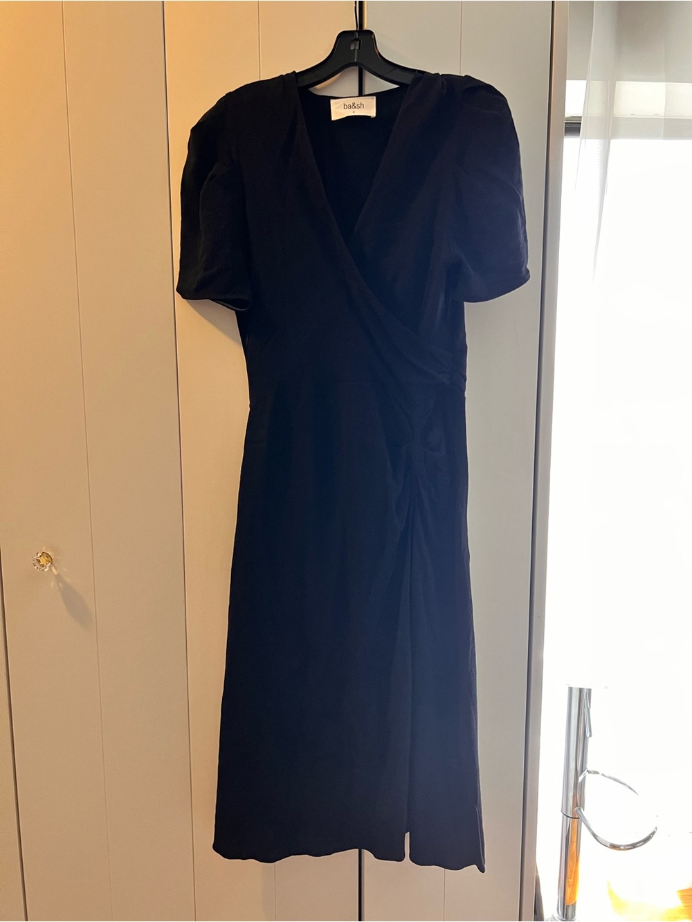 NWOT ba&sh Black Wrap Midi Dress